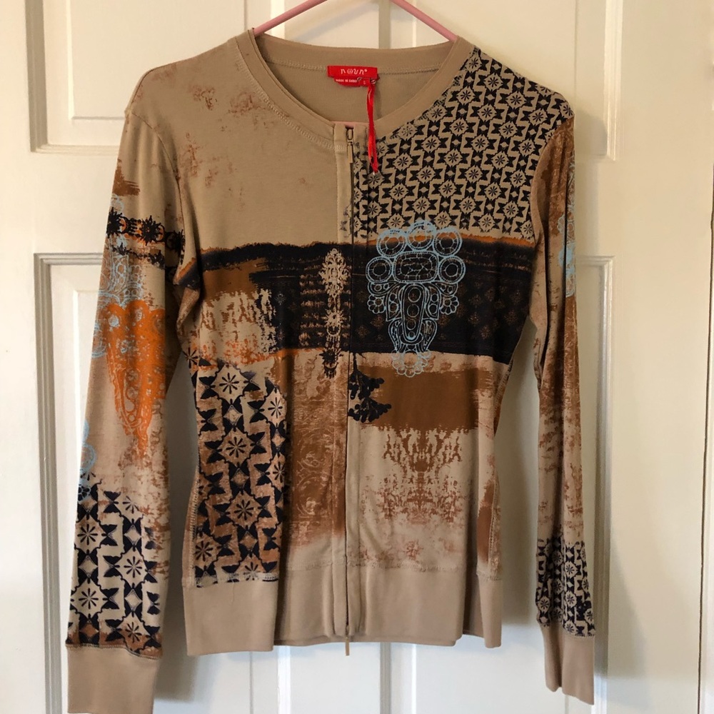 NWOT cardigan zip sweater multicolored small